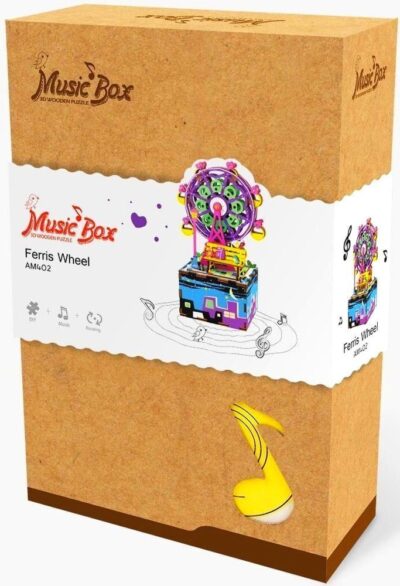 ROBOTIME Drewniane Puzzle 3D Pozytywka Diabelski Młyn - Mechaniczny Model z Melodią Castle In The Sky - obrazek 6