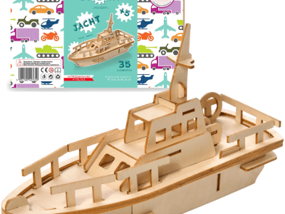 Little Story Drewniane Puzzle 3D Jacht - Elegancki Model Żaglowca