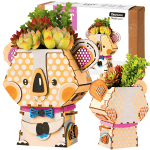 ROBOTIME Drewniane Puzzle 3D Doniczka Koala - Dekoracyjny Model DIY | Kreatywny Zestaw z Pojemnikiem na Rośliny