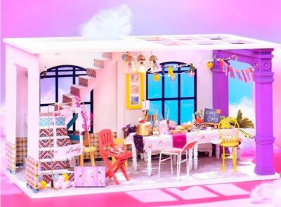 Wytworna Sala Bankietowa LED ROBOTIME - Luksusowy Model Drewniany do Złożenia - obrazek 4