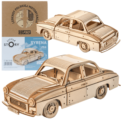 Little Story Drewniane Puzzle 3D FSO Syrena 105 - Licencjonowany Model Kultowej Polskiej Legendy